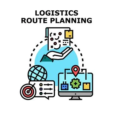 Logistics route planning system optimizing delivery routes Stock Illustration