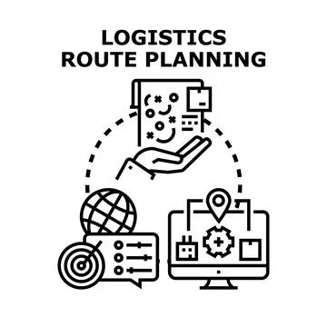 Logistics route planning system optimizing delivery routes Stock Illustration
