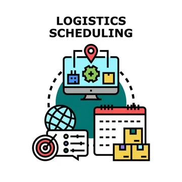 Logistics scheduling planning global supply chain Stock Illustration