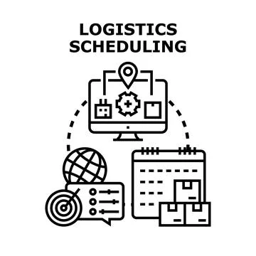 Logistics scheduling planning global supply chain Stock Illustration
