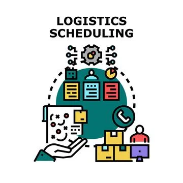 Logistics scheduling planning managing delivery processing illustration 스톡 일러스트