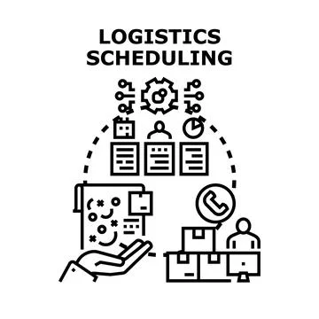 Logistics scheduling planning managing delivery processing illustration Stock Illustration