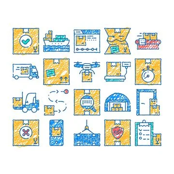 Logistics service icon hand drawn Stock Illustration