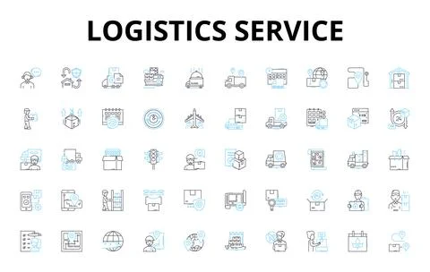 Logistics service linear icons set. Transportation, Warehousing, Distribution Stock Illustration