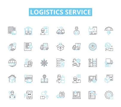Logistics service linear icons set. Transportation, Warehousing, Distribution Stock Illustration