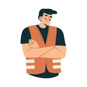 Logistics Service Man Worker Character in Orange Uniform Vector Illustration Stock Illustration