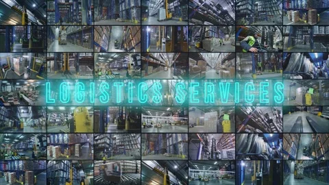Logistics services infographics. Logistics services inscription. Infographics Stock Footage 274256187