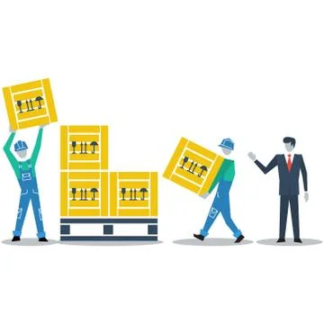 Logistics services, warehouse workers with boxes Stock Illustration
