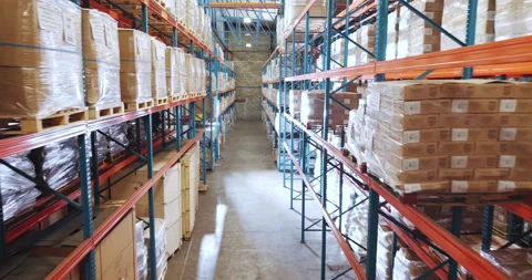 Logistics, shipping and warehouse with inventory, stock or storage for delivery Stock Footage 335935344