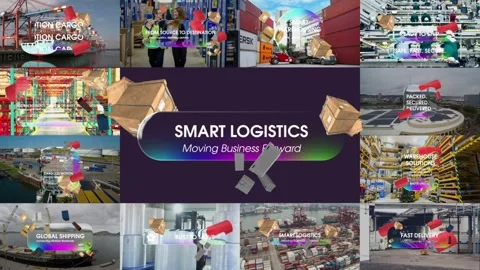 Logistics &amp; Shipping Glass Titles 3D Cargo Catálogo de After Effects