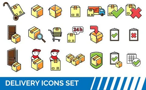 Logistics shipping icons set. Vector illustration EPS10. Stock Illustration