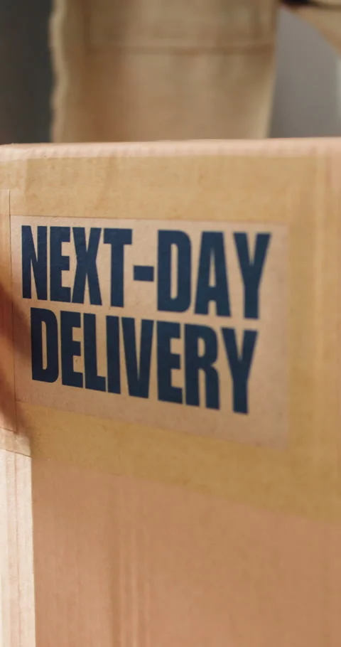 Logistics, shipping or hands with box in office, package export or rush order Stock Footage 333311361