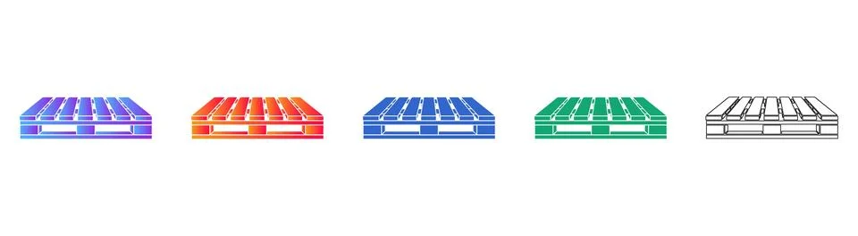 Logistics Shipping Pallet Vector Icon Set Stock Illustration