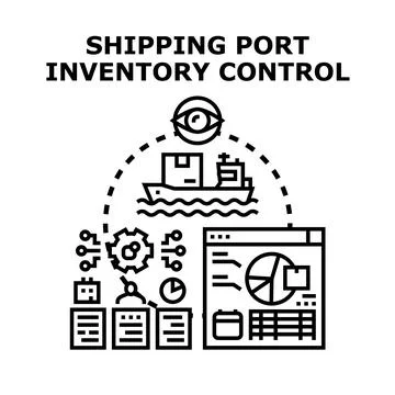 Logistics shipping port inventory control concept Stock Illustration