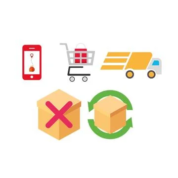 Logistics shopping icons set. Vector Stock Illustration