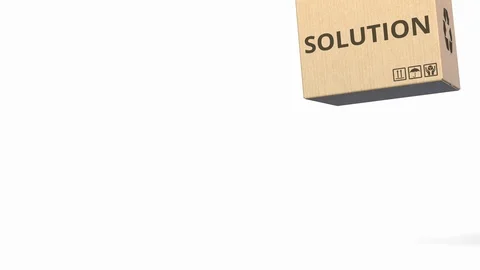 LOGISTICS SOLUTION caption on boxes. 3D animation Stock Footage 97957785