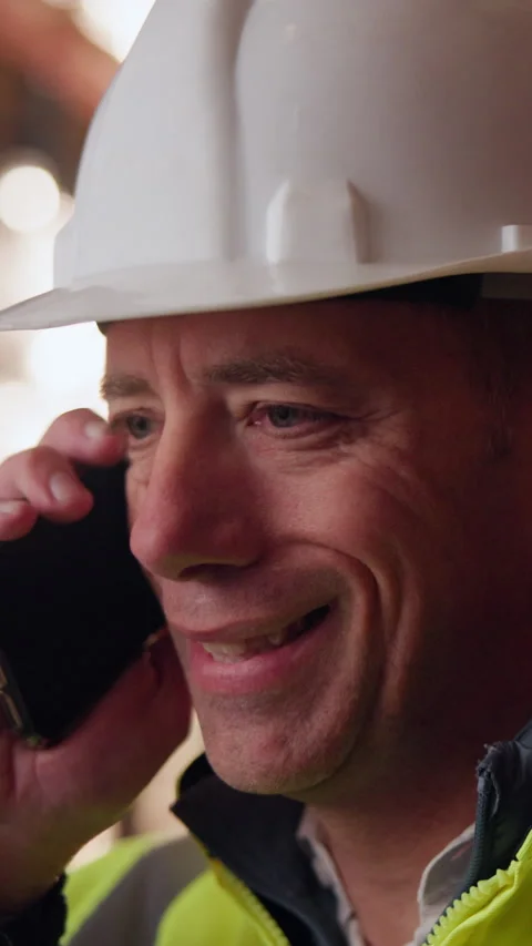 Logistics, speaking or man with phone call in warehouse, freight negotiation or Stock Footage 335925135