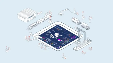 Logistics supply chain process animation for modern industry Stock-Footage 333948347