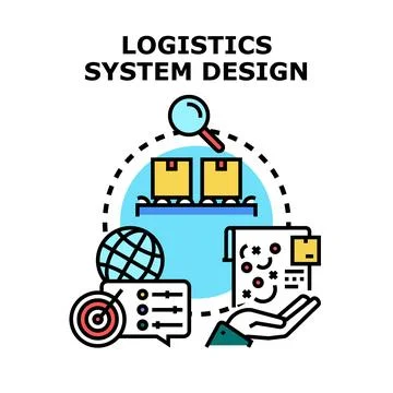 Logistics system design optimizing delivery and inventory Stock Illustration