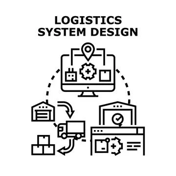 Logistics system design planning process illustration Stock Illustration