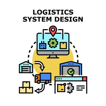 Logistics system design planning process illustration Stock Illustration