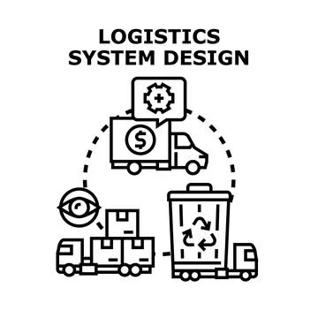 Logistics system design process planning and management Stock Illustration