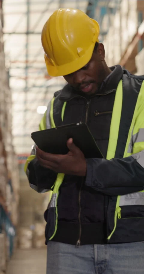 Logistics, tablet and scanner with man in warehouse for inspection checklist Stock Footage 340979252