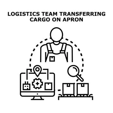 Logistics team managing cargo transfer, delivery process Stock Illustration