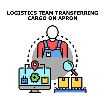 Logistics team managing cargo transfer, delivery process Stock Illustration
