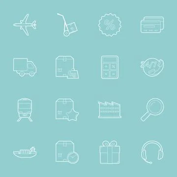 Logistics thin lines icons set Stock Illustration