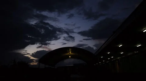 Logistics Time lapse rolling clouds of warehouse at sunrise Stock Footage 51405408