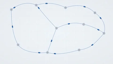 Logistics Tracking Network with Digital Map and Moving Truck Icons Video stock 333185857