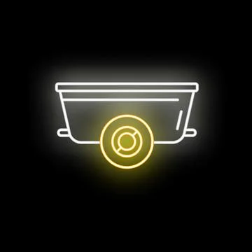 Logistics trailer carrying cargo with glowing neon wheel icon Stock-Illustration