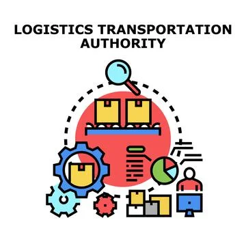 Logistics transportation authority managing supply chain processes Illustrazione stock