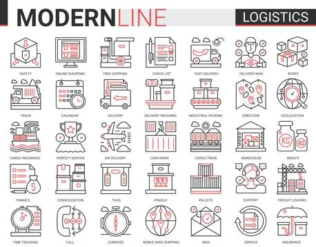 Logistics transportation, delivery service complex line icon vector illustration Stock Illustration