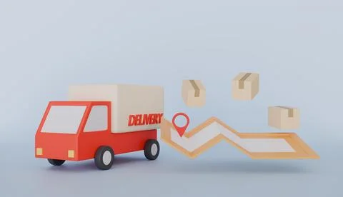 Logistics transportation with Location pointer pin marker and box packing Stock Illustration