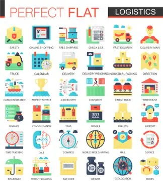 Logistics transportation vector complex flat icon concept symbols for web イラスト素材
