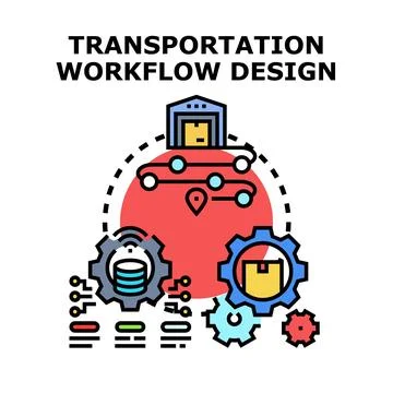 Logistics transportation workflow design and management concept Illustration