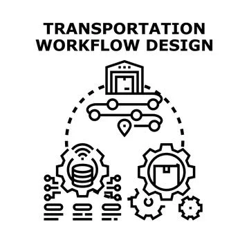 Logistics transportation workflow design and management concept Stock Illustration