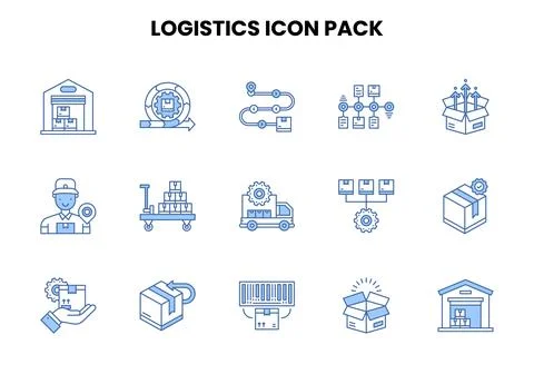 Logistics Two Color Blue Vector Icons Pack Stock Illustration