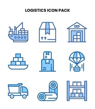 Logistics Two Colour Graphics Icons Pack Stock Illustration