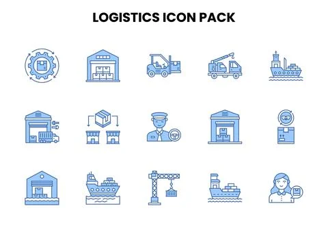 Logistics Two Colour Set Icons Pack 스톡 일러스트