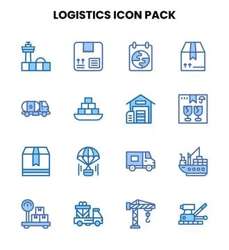 Logistics Two Colour Set Icons Pack Stock-Illustration