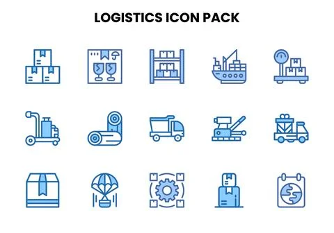 Logistics Two Colour Set Icons Pack Illustrazione stock