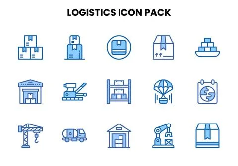 Logistics Two Colour UI Icons Pack Stock Illustration