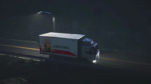 Logistics Van Moves Through Distance To Transport Package Service Cargo Stock Footage 241377389