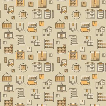 Logistics vector colored seamless background. Delivery pattern Stock Illustration