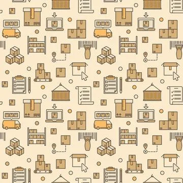 Logistics vector concept colored seamless pattern or background Stock Illustration