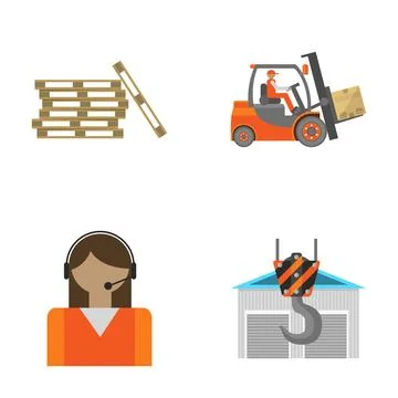 Logistics, warehouse and shipping services icons set Stock Illustration