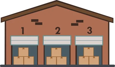 Logistics warehouse building with cargo loading bays Stock Illustration